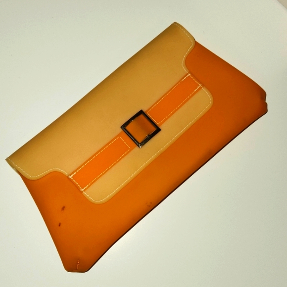 Avon Orange Silicone makeup bag buckle Snap closure